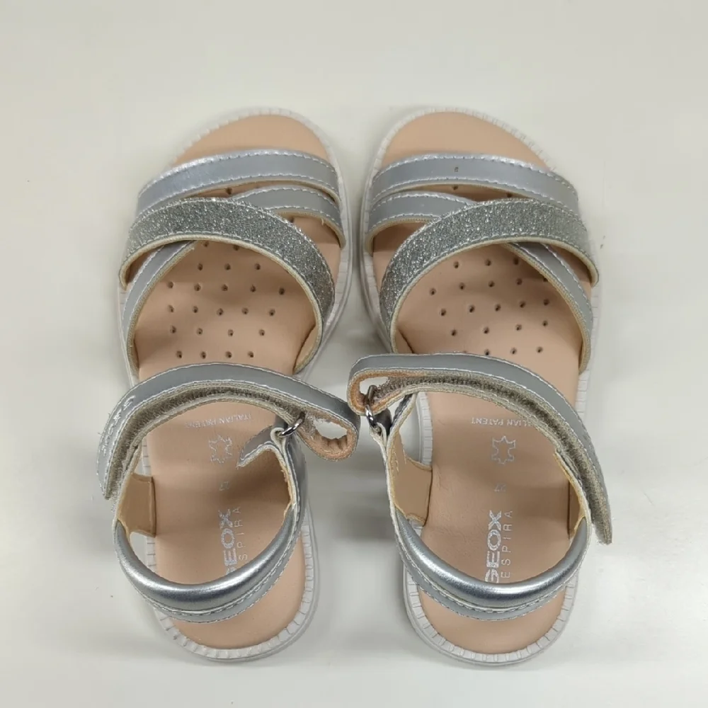 New Geox Karly Sandal in Silver Size EU 27 (US 10)